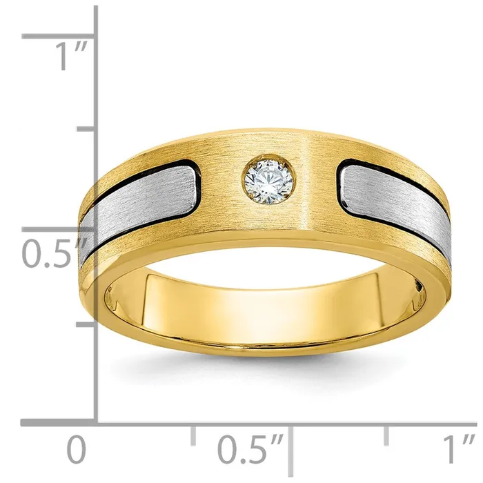 14k Twotone Gold Mens Polished and Satin 110 carat Diamond Complete Ring Goldia Rings