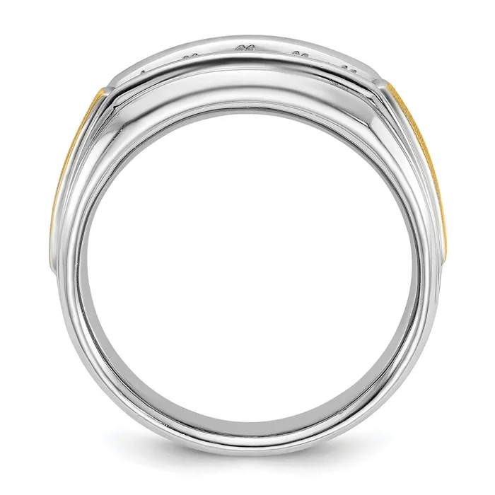 14k Twotone Gold Mens Polished and Satin 12 carat Diamond Complete Ring Goldia Rings