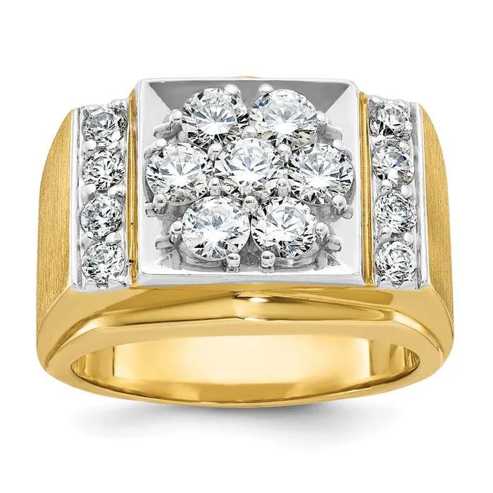 14k Twotone Gold Mens Polished and Satin Diamond Ring Mounting Goldia Rings