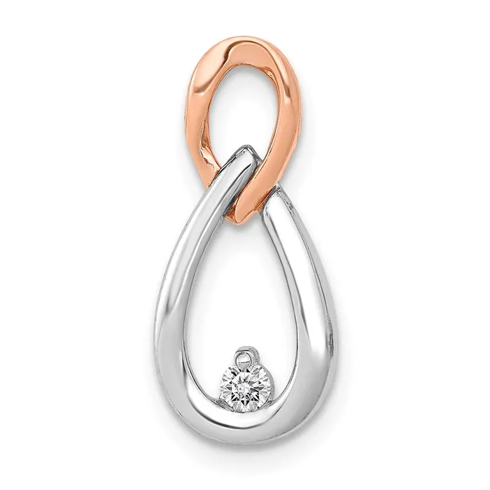 14k White and Rose Gold 120ct Real Diamond Teardrop Infinity Chain Slide Goldia Rings