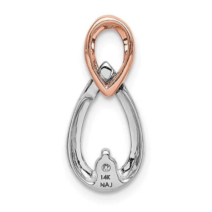 14k White and Rose Gold 120ct Real Diamond Teardrop Infinity Chain Slide Goldia Rings