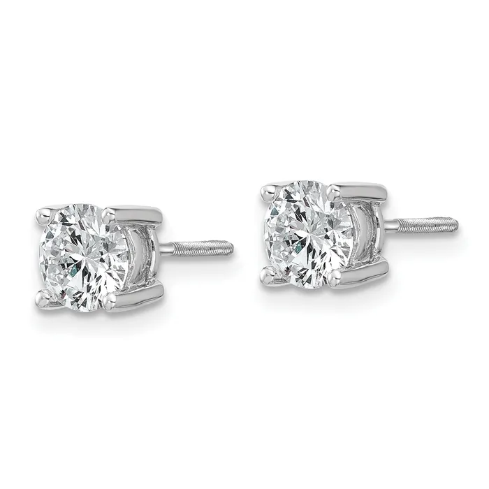 14k White Gold 1 12 ctw Lab Grown Diamond VSSI G Round 4 Prong Heavy Wt Screwback Stud Earrings Goldia Earrings