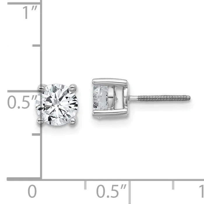 14k White Gold 1 12 ctw Lab Grown Diamond VSSI G Round 4 Prong Heavy Wt Screwback Stud Earrings Goldia Earrings