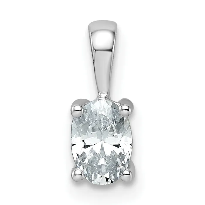 14k White Gold 12 Ct Certified Lab Grown Diamond VSSI G Oval Four Prong Pendant Goldia Necklaces