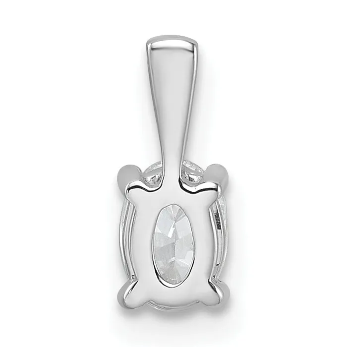 14k White Gold 12 Ct Certified Lab Grown Diamond VSSI G Oval Four Prong Pendant Goldia Necklaces