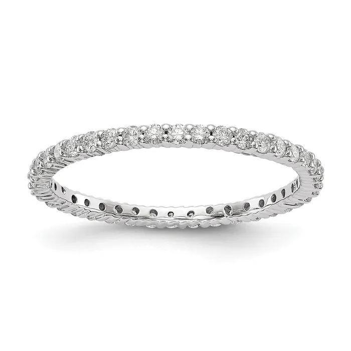 14k White Gold 12 Ct Lab Grown Diamond VSSI G Shared Prong Eternity Band Ring Goldia Rings