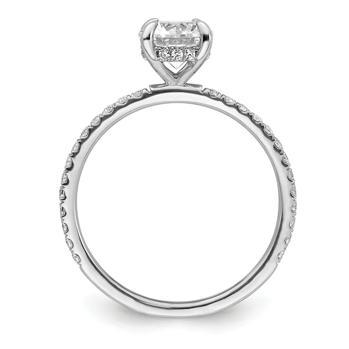 14k White Gold 13 Ct Lab Grown Diamond VSSI G 1 Ct center Flair Round Engagement Ring Goldia Rings