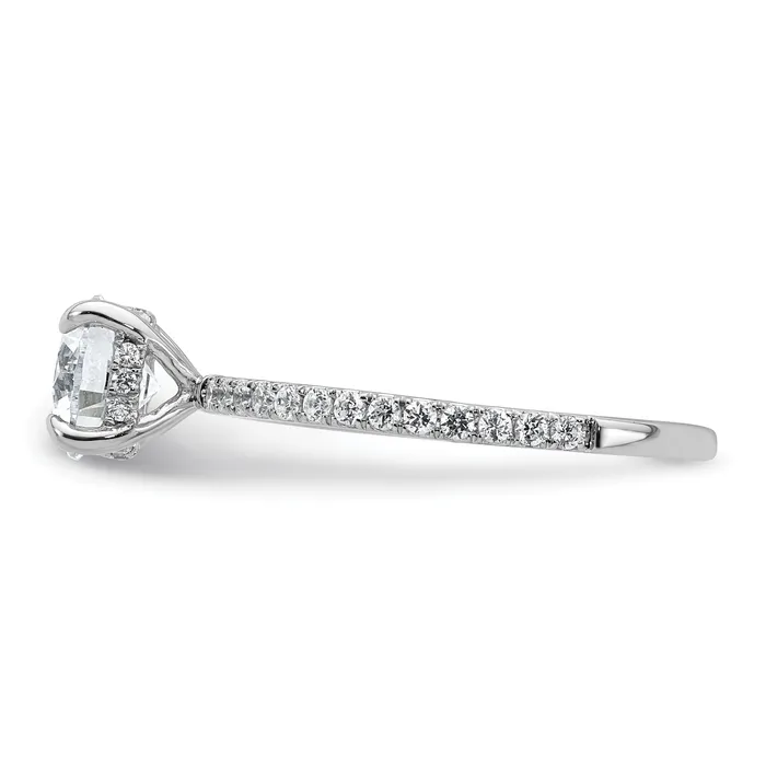 14k White Gold 13 Ct Lab Grown Diamond VSSI G 1 Ct center Flair Round Engagement Ring Goldia Rings