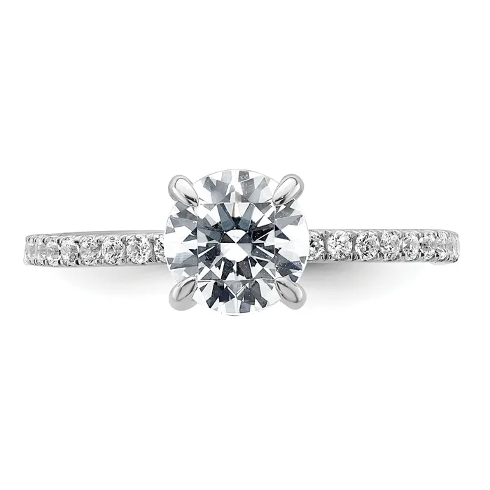 14k White Gold 13 Ct Lab Grown Diamond VSSI G 1 Ct center Flair Round Engagement Ring Goldia Rings