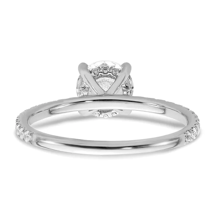 14k White Gold 13 Ct Lab Grown Diamond VSSI G 1 Ct center Flair Round Engagement Ring Goldia Rings