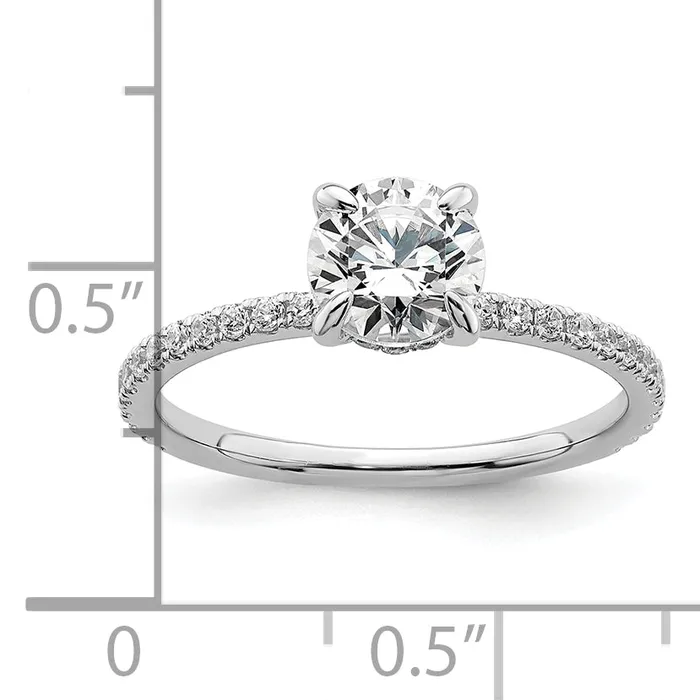 14k White Gold 13 Ct Lab Grown Diamond VSSI G 1 Ct center Flair Round Engagement Ring Goldia Rings