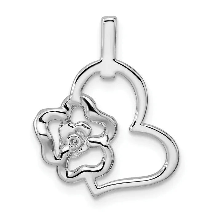 14k White Gold 15 Ct Lab Grown Diamond VSSI G Flower on Heart Pendant Goldia Necklaces