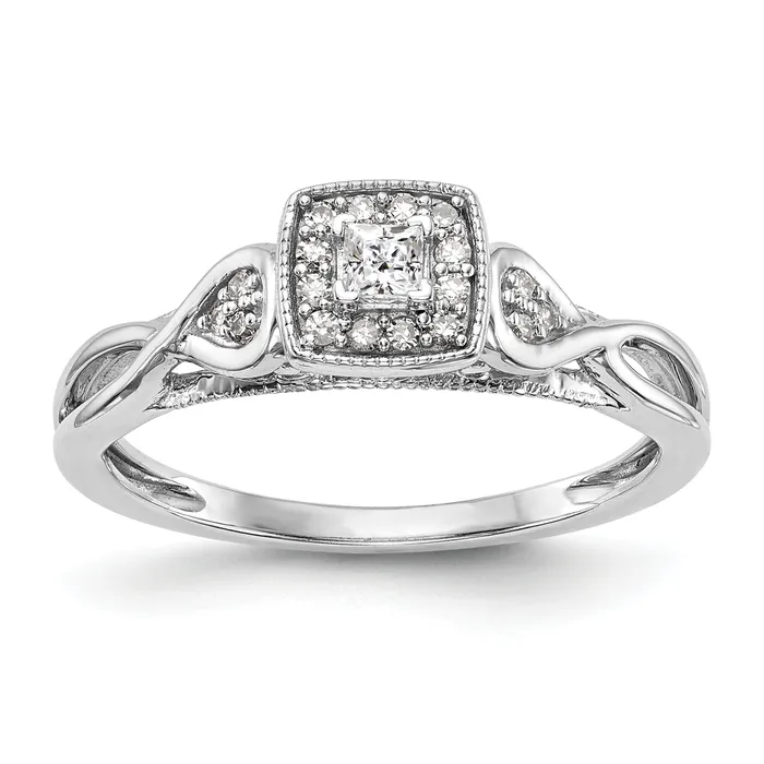 14k White Gold 15 Ct Lab Grown Diamond VSSI G Petite Engagement Ring Goldia Rings