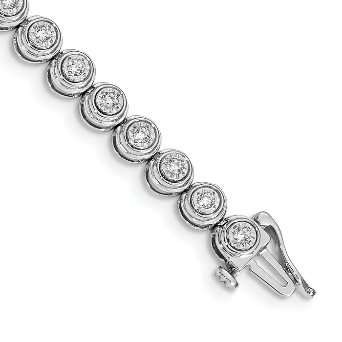 14k White Gold 1 Ct Lab Grown Diamond VSSI G 7 inch Circle Link Bracelet Goldia Bracelets