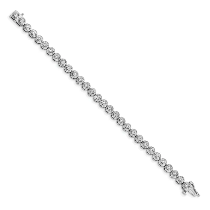 14k White Gold 1 Ct Lab Grown Diamond VSSI G 7 inch Circle Link Bracelet Goldia Bracelets