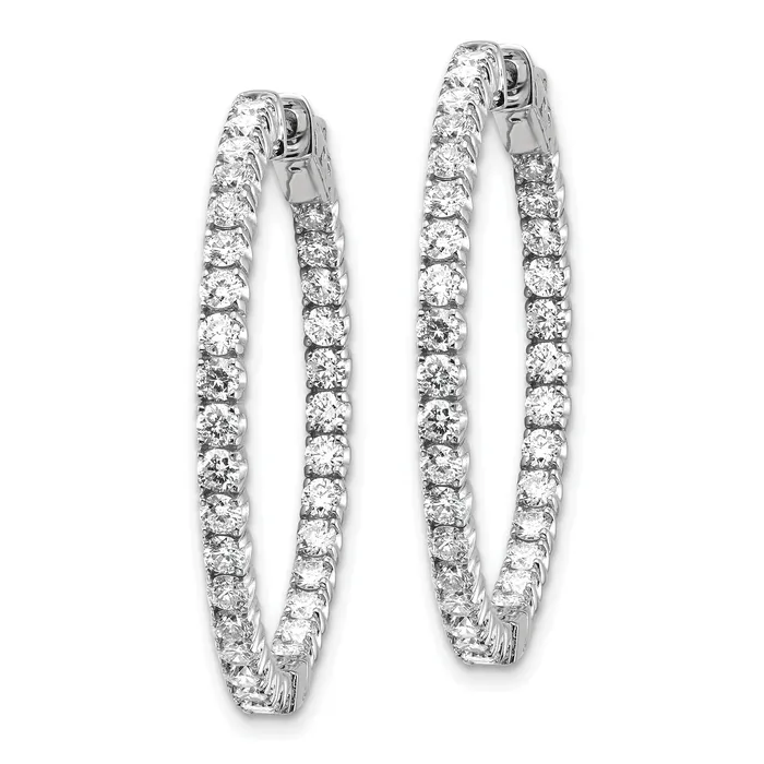 14k White Gold 3 13 Ct Lab Grown Diamond VSSI G Round In and Out Safety Clasp Hoop Earrings Goldia Earrings