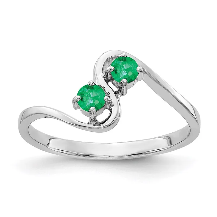 14k White Gold 3mm Emerald ring Goldia Rings