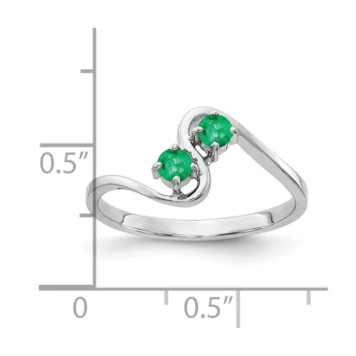 14k White Gold 3mm Emerald ring Goldia Rings