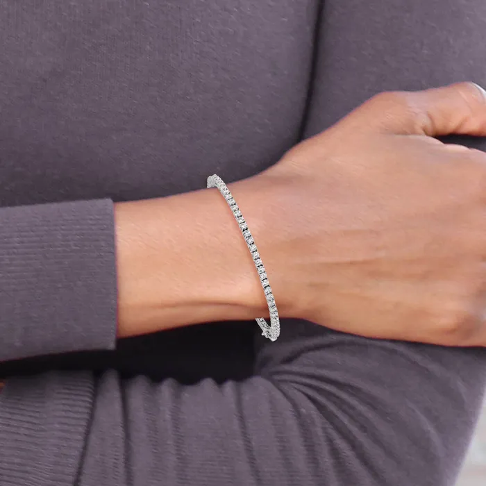 14k White Gold 4 38 Ct Lab Grown Diamond VSSI G 75 inch Tennis Bracelet Goldia Bracelets