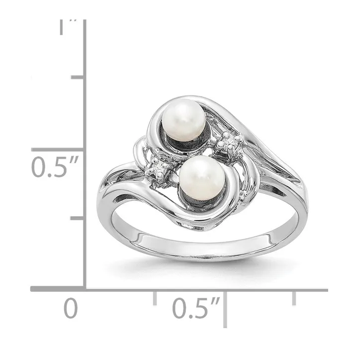 14k White Gold 4mm Black FW Cultured Pearl VS Real Diamond ring Goldiacom Rings