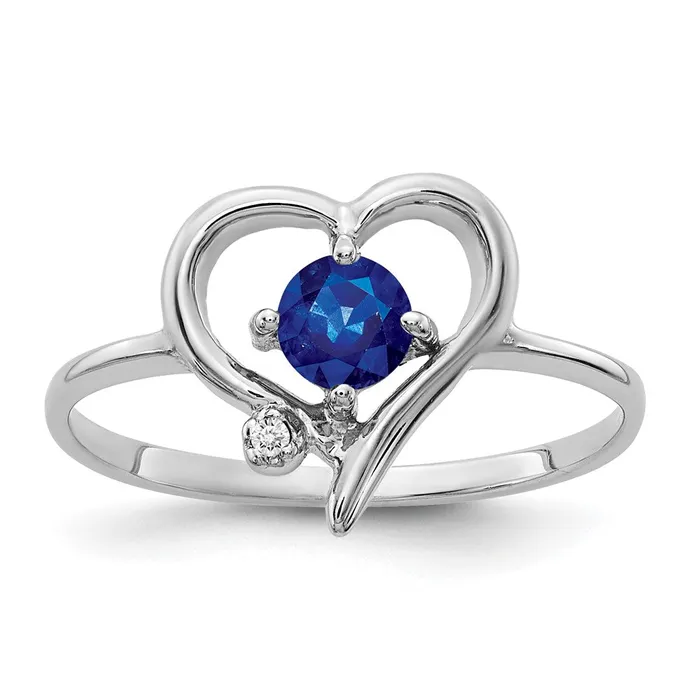 14k White Gold 4mm Sapphire AA Real Diamond ring Goldiacom Rings