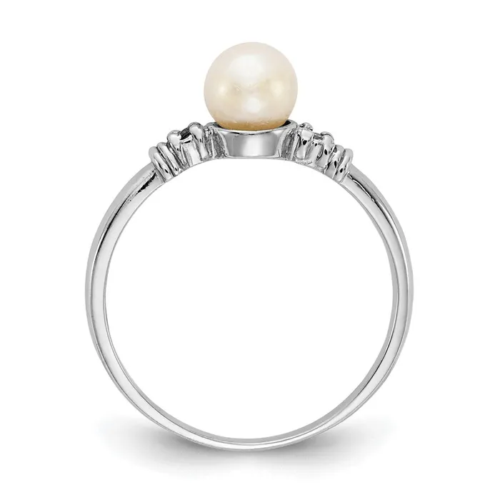 14k White Gold 5mm FW Cultured Pearl A Real Diamond ring Goldiacom Rings