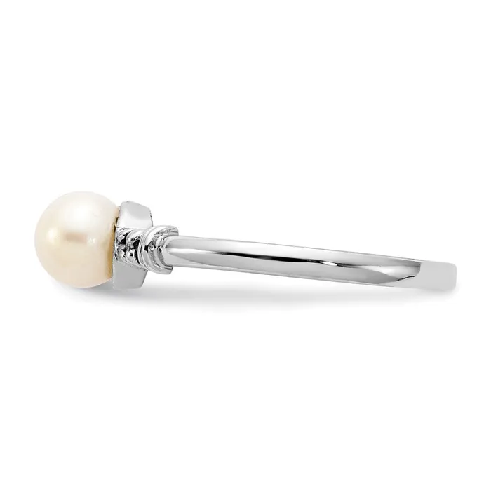 14k White Gold 5mm FW Cultured Pearl A Real Diamond ring Goldiacom Rings