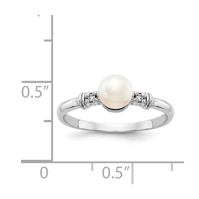 14k White Gold 5mm FW Cultured Pearl A Real Diamond ring Goldiacom Rings