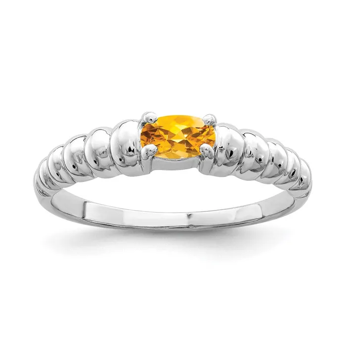 14k White Gold 5x3mm Oval Citrine ring Goldia Rings