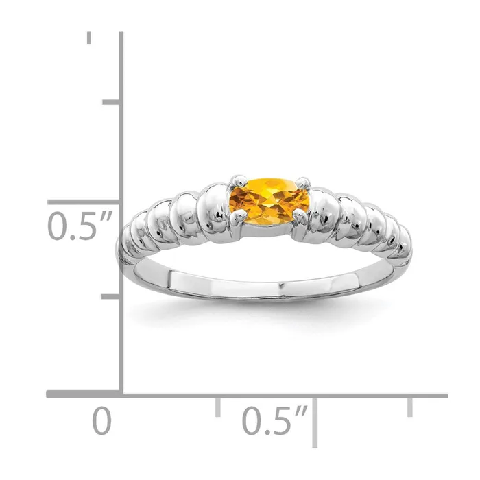 14k White Gold 5x3mm Oval Citrine ring Goldia Rings