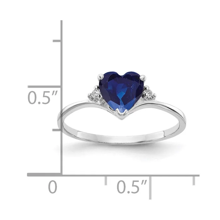 14k White Gold 6mm Heart Sapphire AAA Real Diamond ring Goldiacom Rings