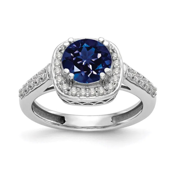14k White Gold 6mm Sapphire A Real Diamond ring Goldiacom Rings