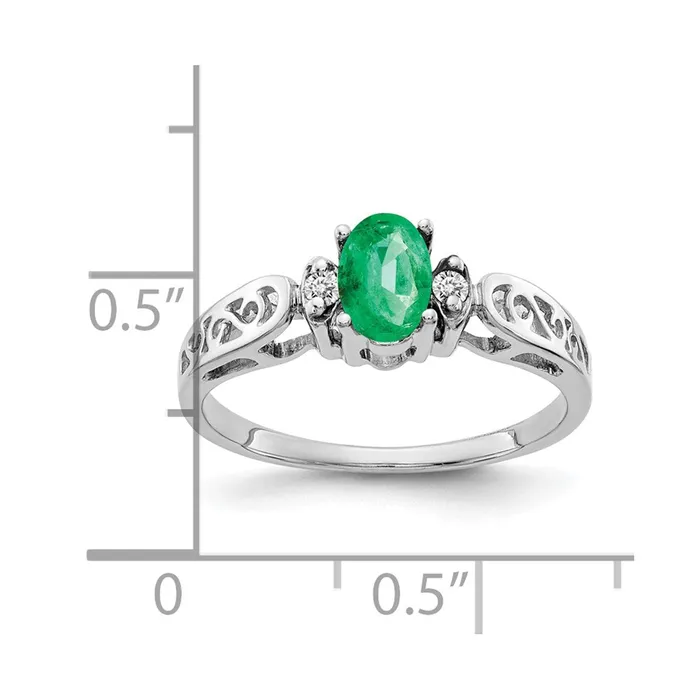 14k White Gold 6x4mm Oval Emerald A Real Diamond ring Goldia Rings