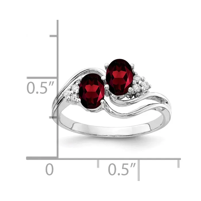 14k White Gold 6x4mm Oval Garnet AA Diamond ring Goldia Rings