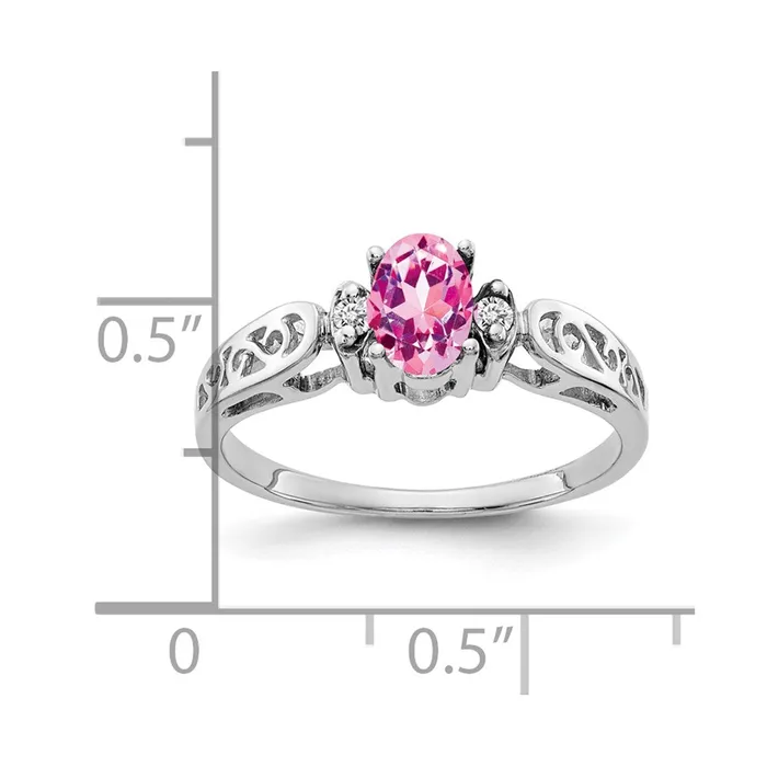 14k White Gold 6x4mm Oval Pink Sapphire AA Real Diamond ring Goldiacom Rings