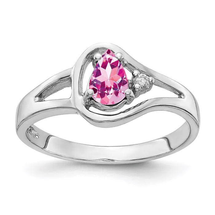 14k White Gold 6x4mm Pear Pink Sapphire A Real Diamond ring Goldia Rings
