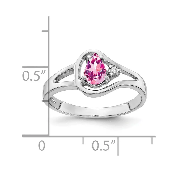 14k White Gold 6x4mm Pear Pink Sapphire A Real Diamond ring Goldia Rings