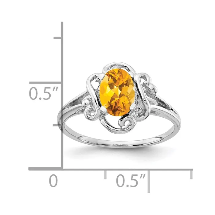 14k White Gold 7x5mm Oval Citrine ring Goldia Rings