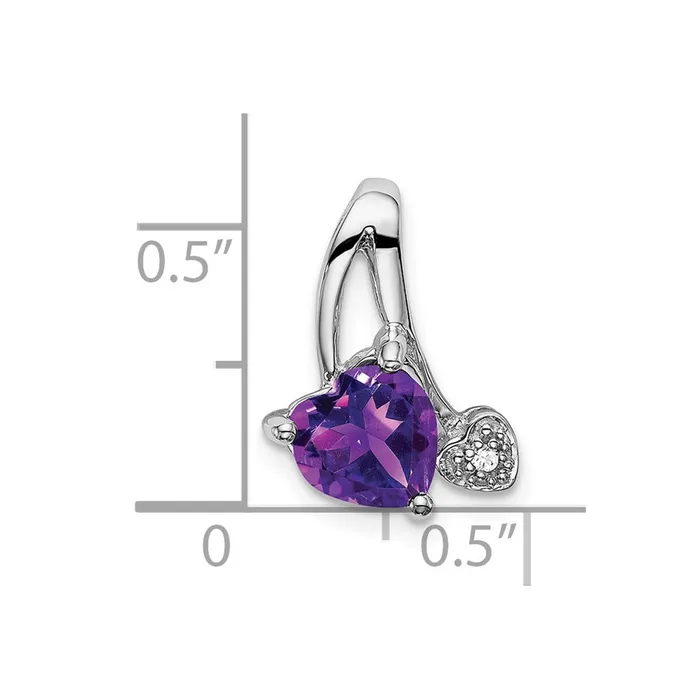 14k White Gold Amethyst and Real Diamond Heart Pendant Goldia Necklaces