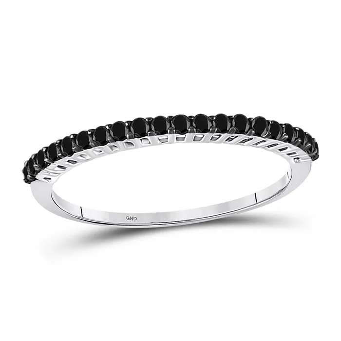 14k White Gold Black Diamond Band 14 Cttw gndatlanta Rings