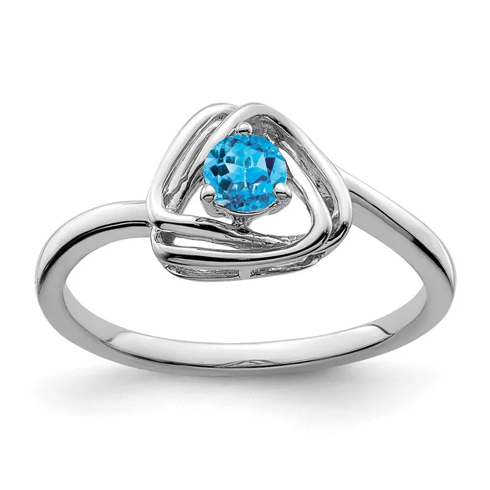 14k White Gold Blue Topaz Triangle Ring Goldia Rings