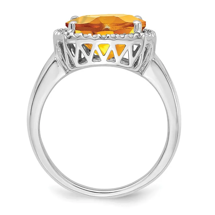 14k White Gold Citrine and Real Diamond Ring Goldia Rings