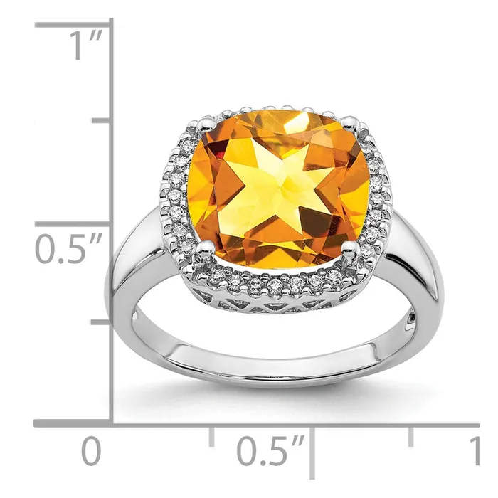 14k White Gold Citrine and Real Diamond Ring Goldia Rings