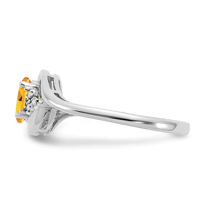 14k White Gold Citrine and Real Diamond Ring Goldia Rings