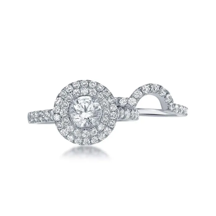 14k White Gold Diamond Double Halo Bridal Engagement Ring Set 134 Cttw Certified gndatlanta Rings