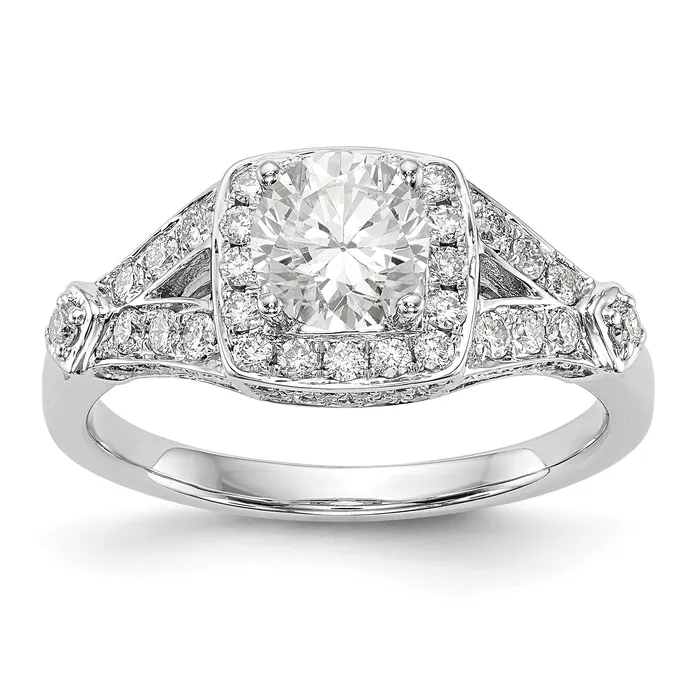 14K White Gold Diamond Princess CZ Halo Engagement Ring Goldiacom Rings