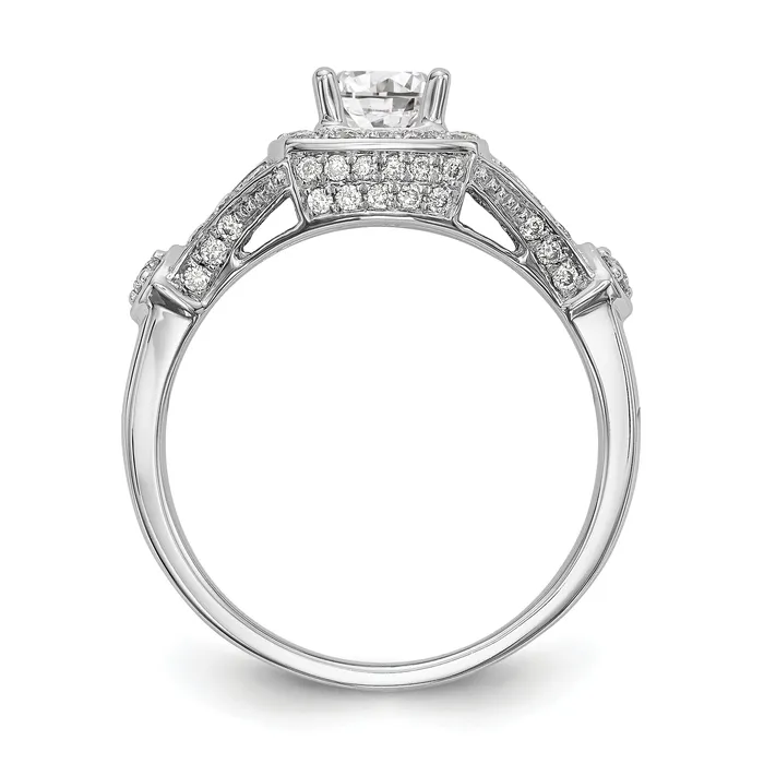 14K White Gold Diamond Princess CZ Halo Engagement Ring Goldiacom Rings