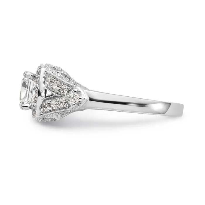 14K White Gold Diamond Princess CZ Halo Engagement Ring Goldiacom Rings