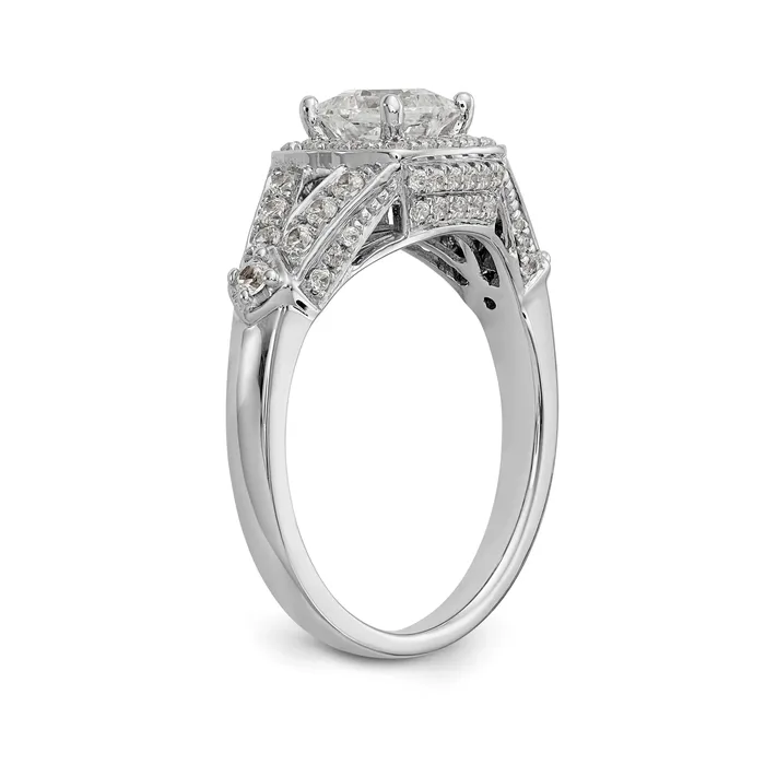 14K White Gold Diamond Princess CZ Halo Engagement Ring Goldiacom Rings