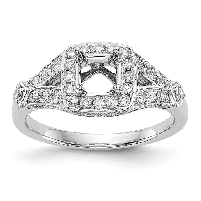 14K White Gold Diamond Princess CZ Halo Engagement Ring Goldiacom Rings